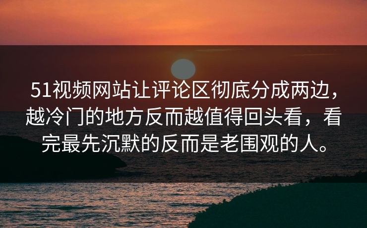 51视频网站让评论区彻底分成两边，越冷门的地方反而越值得回头看，看完最先沉默的反而是老围观的人。