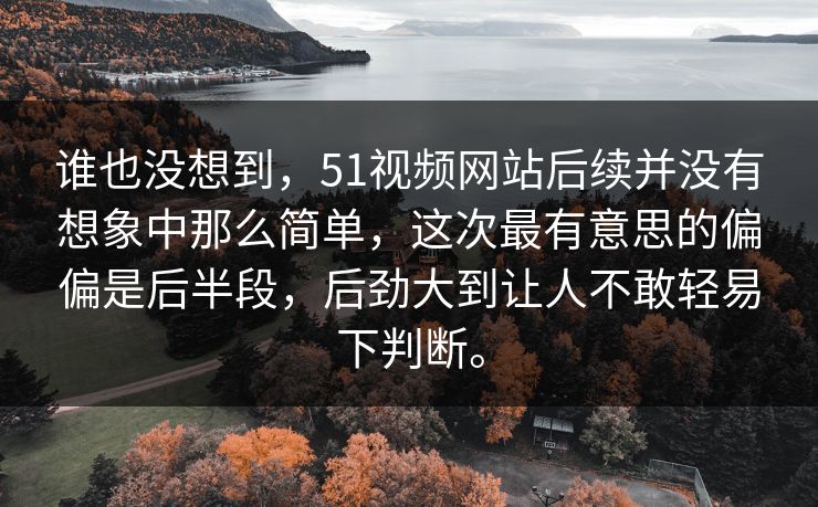 谁也没想到，51视频网站后续并没有想象中那么简单，这次最有意思的偏偏是后半段，后劲大到让人不敢轻易下判断。