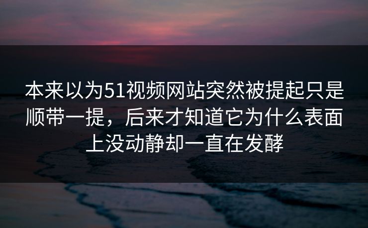 本来以为51视频网站突然被提起只是顺带一提，后来才知道它为什么表面上没动静却一直在发酵