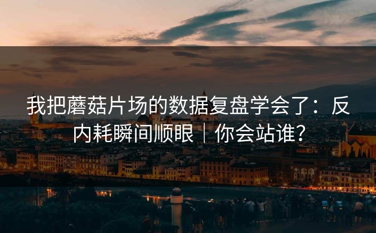 我把蘑菇片场的数据复盘学会了：反内耗瞬间顺眼｜你会站谁？