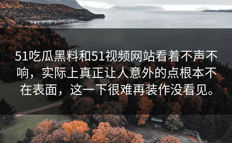 51吃瓜黑料和51视频网站看着不声不响，实际上真正让人意外的点根本不在表面，这一下很难再装作没看见。