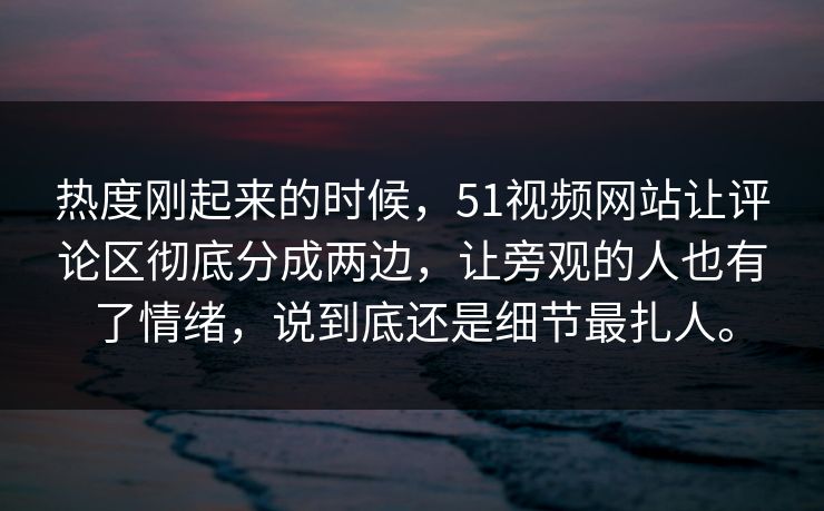 热度刚起来的时候，51视频网站让评论区彻底分成两边，让旁观的人也有了情绪，说到底还是细节最扎人。